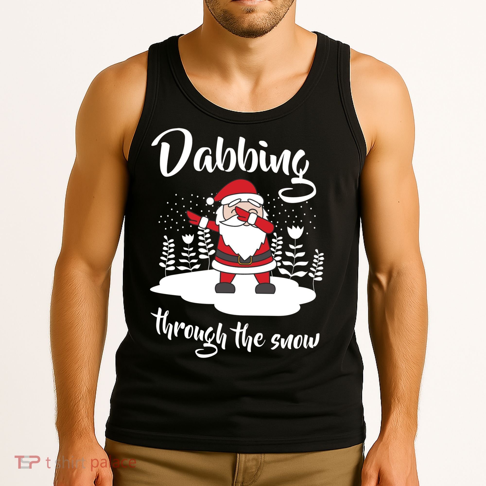 Funny Dabbing Around The Christmas Tree Santa Tank Top