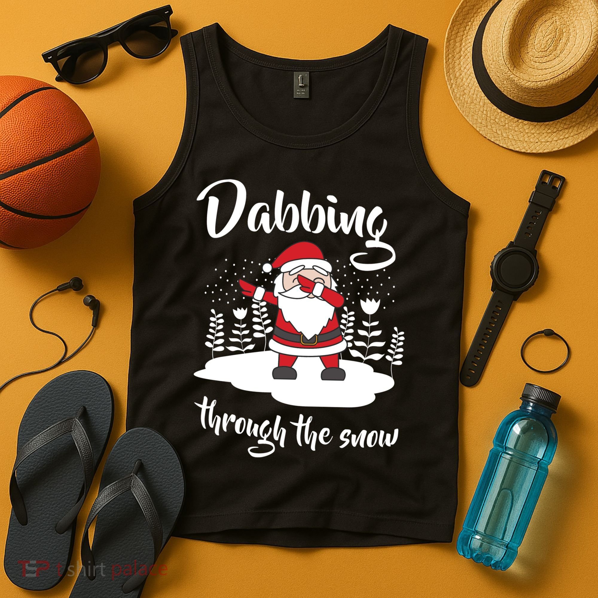 Funny Dabbing Around The Christmas Tree Santa Tank Top