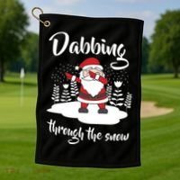 Funny Dabbing Around The Christmas Tree Santa Golf Towel thumb 1