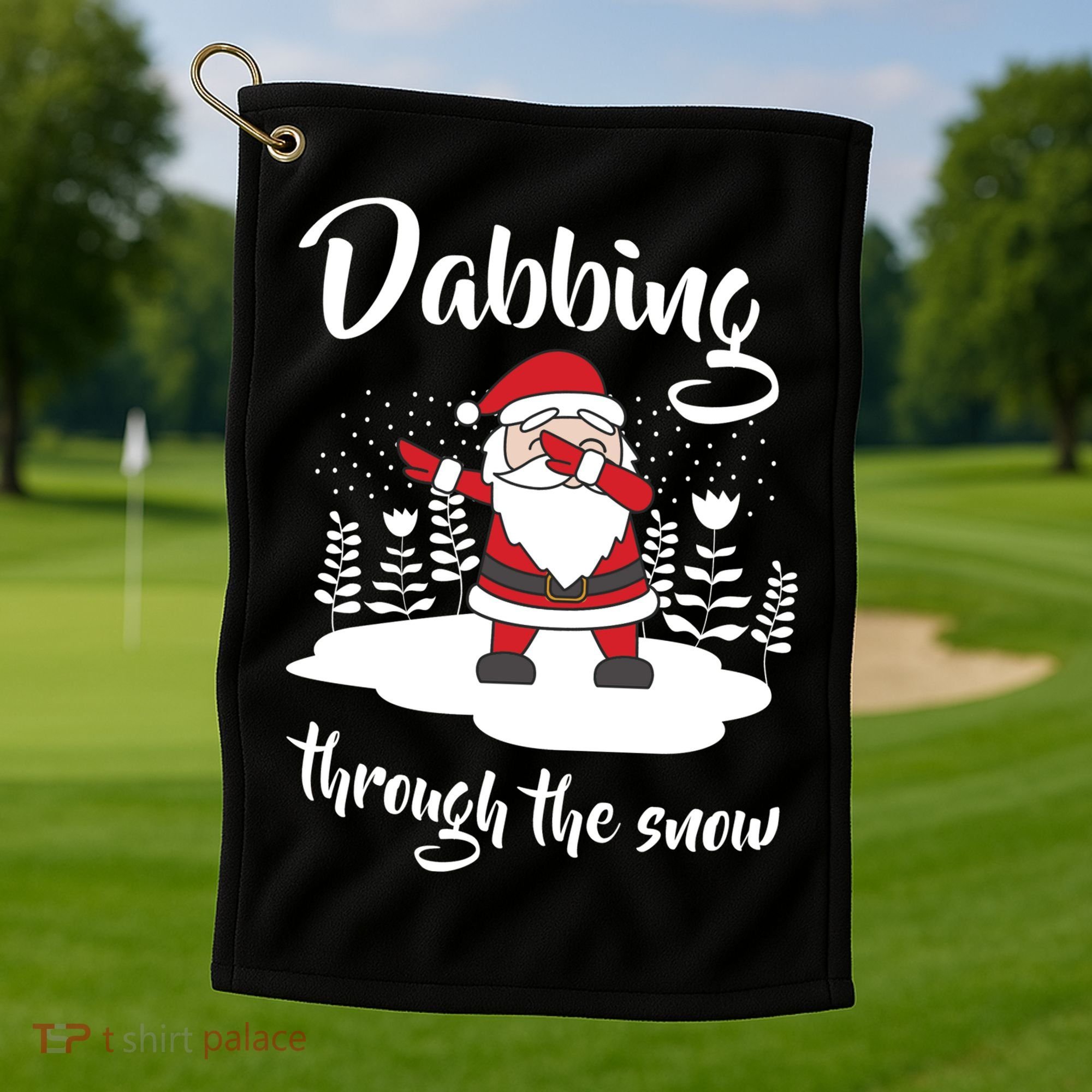 Funny Dabbing Around The Christmas Tree Santa Golf Towel