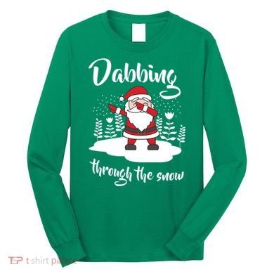 Funny Dabbing Around The Christmas Tree Santa Long Sleeve Shirt