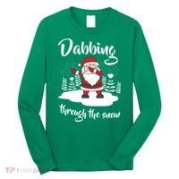 Funny Dabbing Around The Christmas Tree Santa Long Sleeve Shirt thumb 0