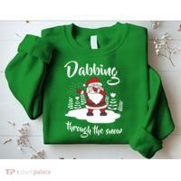 Funny Dabbing Around The Christmas Tree Santa Sweatshirt thumb 2