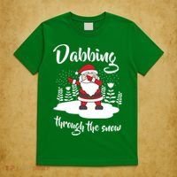 Funny Dabbing Around The Christmas Tree Santa T-Shirt thumb 5