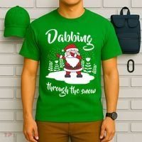 Funny Dabbing Around The Christmas Tree Santa T-Shirt thumb 6
