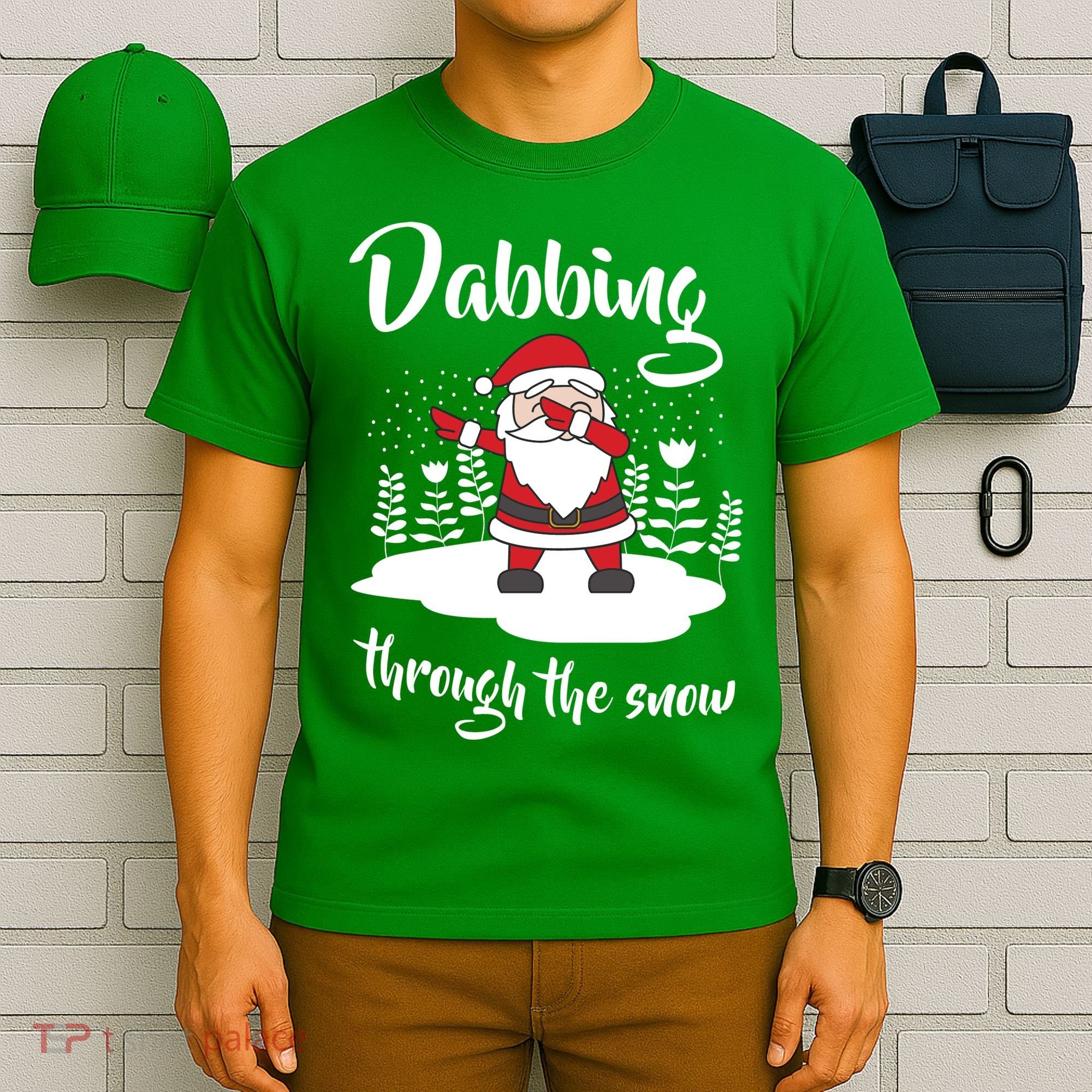 Funny Dabbing Around The Christmas Tree Santa T-Shirt