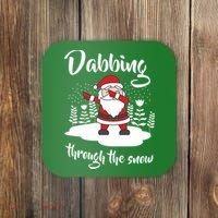 Funny Dabbing Around The Christmas Tree Santa Coaster thumb 0