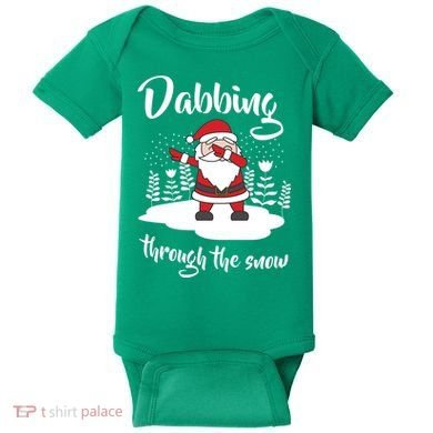 Funny Dabbing Around The Christmas Tree Santa Baby Bodysuit