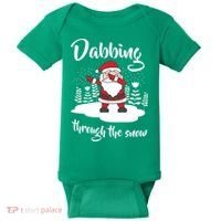 Funny Dabbing Around The Christmas Tree Santa Baby Bodysuit thumb 0