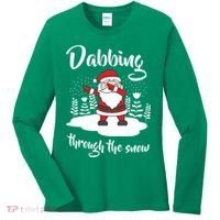 Funny Dabbing Around The Christmas Tree Santa Women's Long Sleeve Shirt thumb 0