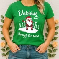 Funny Dabbing Around The Christmas Tree Santa Women's T-Shirt thumb 2