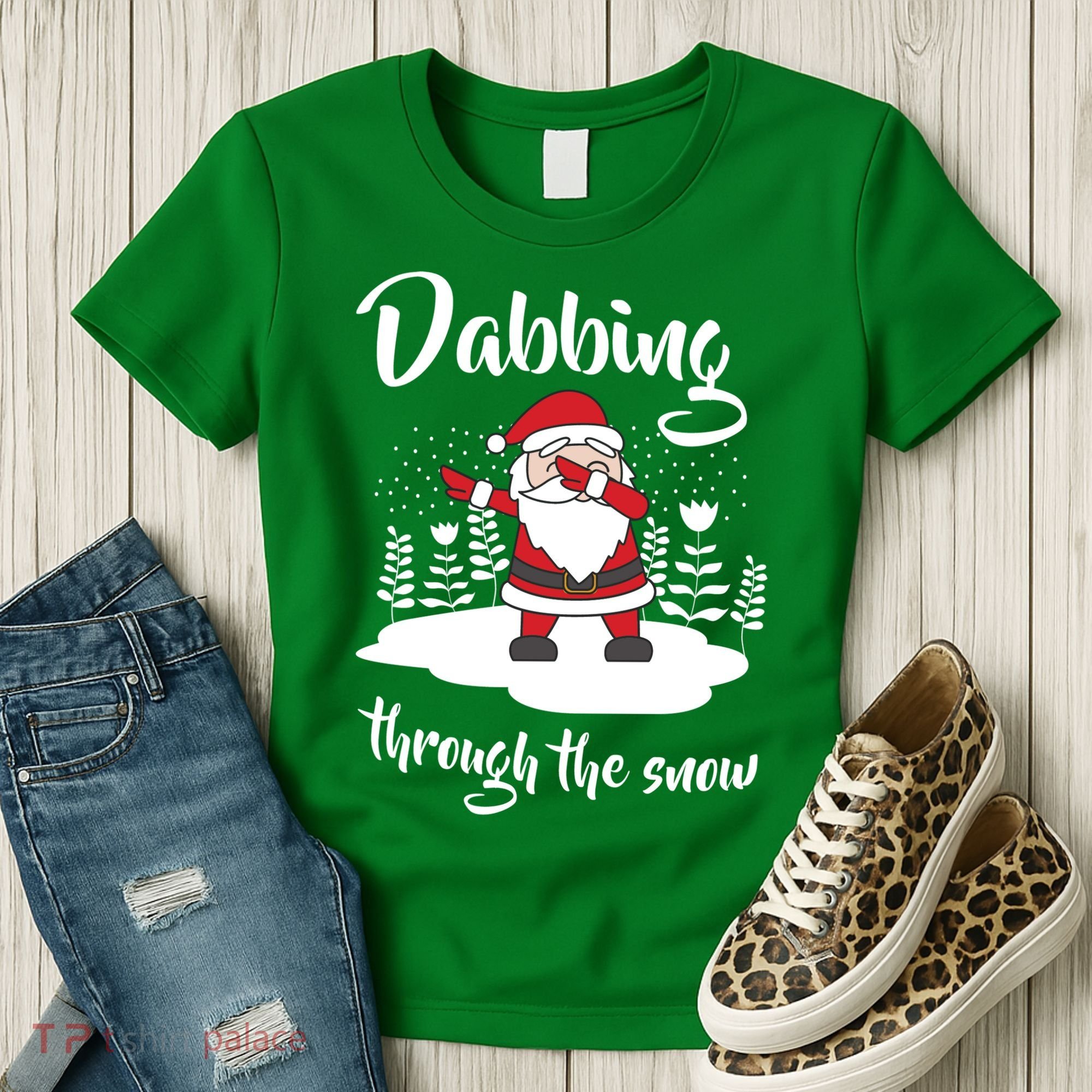Funny Dabbing Around The Christmas Tree Santa Women's T-Shirt