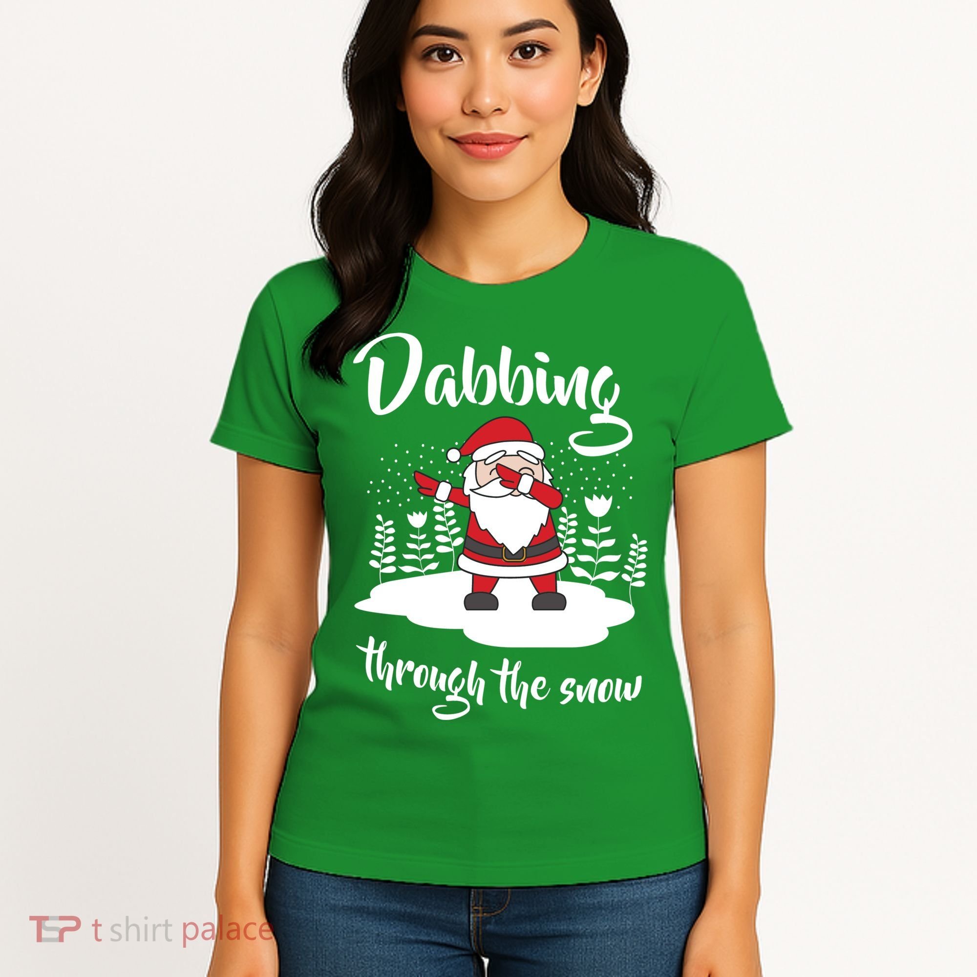 Funny Dabbing Around The Christmas Tree Santa Women's T-Shirt