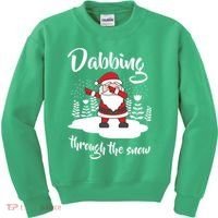Funny Dabbing Around The Christmas Tree Santa Kids Sweatshirt thumb 0