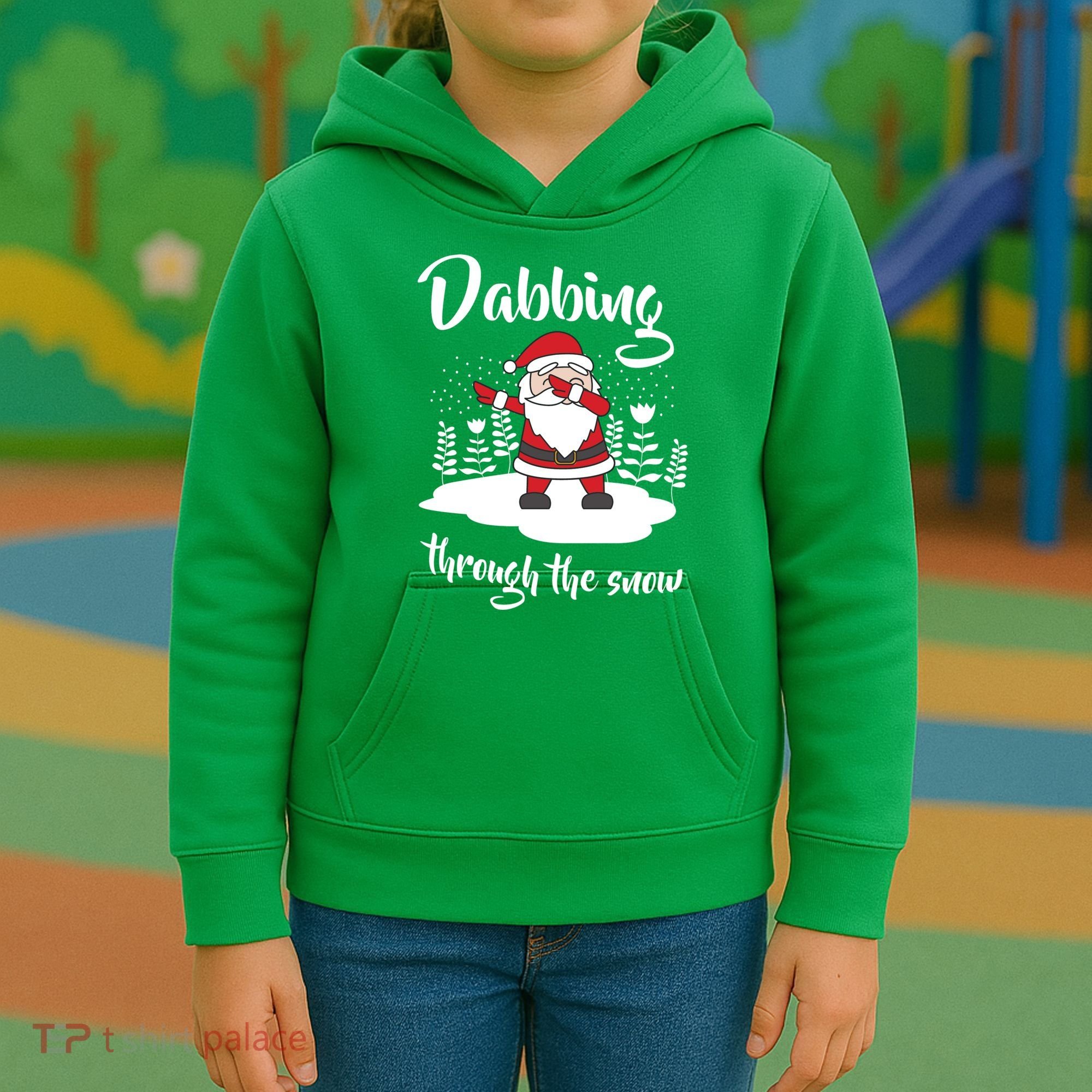 Funny Dabbing Around The Christmas Tree Santa Kids Hoodie