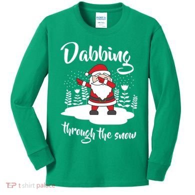Funny Dabbing Around The Christmas Tree Santa Kids Long Sleeve Shirt