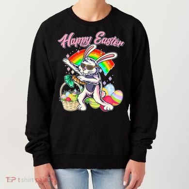 Funny Dabbing Rainbow Easter Bunny Women's Sweatshirt