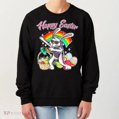 Funny Dabbing Rainbow Easter Bunny Women's Sweatshirt