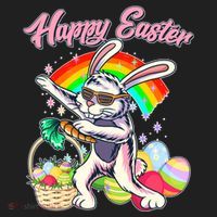 Funny Dabbing Rainbow Easter Bunny Women's Sweatshirt thumb 2