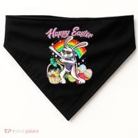 Funny Dabbing Rainbow Easter Bunny USA-Made Doggie Bandana thumb 0