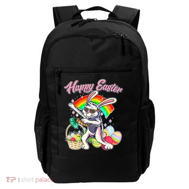 Funny Dabbing Rainbow Easter Bunny Backpack