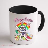 Funny Dabbing Rainbow Easter Bunny Coffee Mug thumb 1