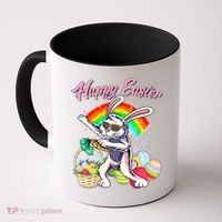 Funny Dabbing Rainbow Easter Bunny Coffee Mug thumb 0