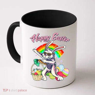 Funny Dabbing Rainbow Easter Bunny Coffee Mug