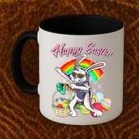 Funny Dabbing Rainbow Easter Bunny Coffee Mug thumb 2