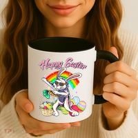 Funny Dabbing Rainbow Easter Bunny Coffee Mug thumb 3