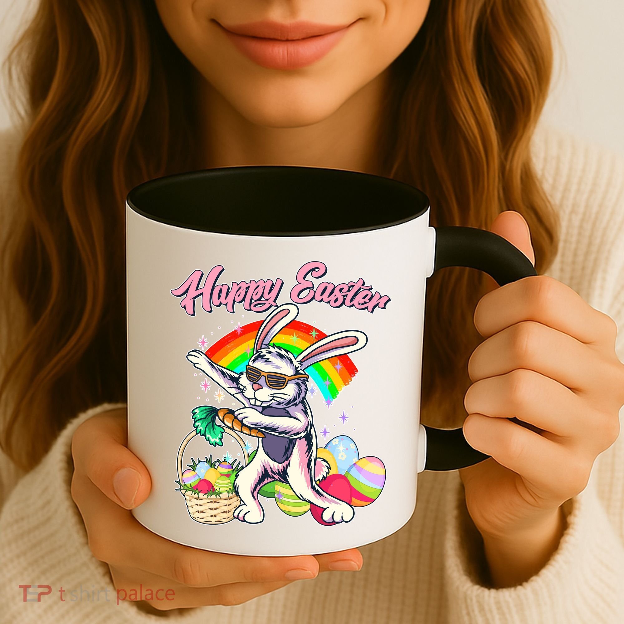 Funny Dabbing Rainbow Easter Bunny Coffee Mug
