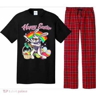 Funny Dabbing Rainbow Easter Bunny Pajama Set