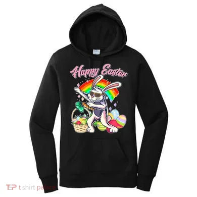 Funny Dabbing Rainbow Easter Bunny Women's Hoodie