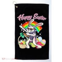Funny Dabbing Rainbow Easter Bunny Golf Towel thumb 0