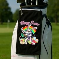 Funny Dabbing Rainbow Easter Bunny Golf Towel thumb 2