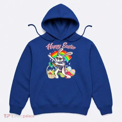 Funny Dabbing Rainbow Easter Bunny Hoodie