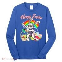 Funny Dabbing Rainbow Easter Bunny Long Sleeve Shirt thumb 0