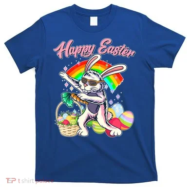 Funny Dabbing Rainbow Easter Bunny T-Shirt