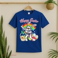 Funny Dabbing Rainbow Easter Bunny T-Shirt thumb 2