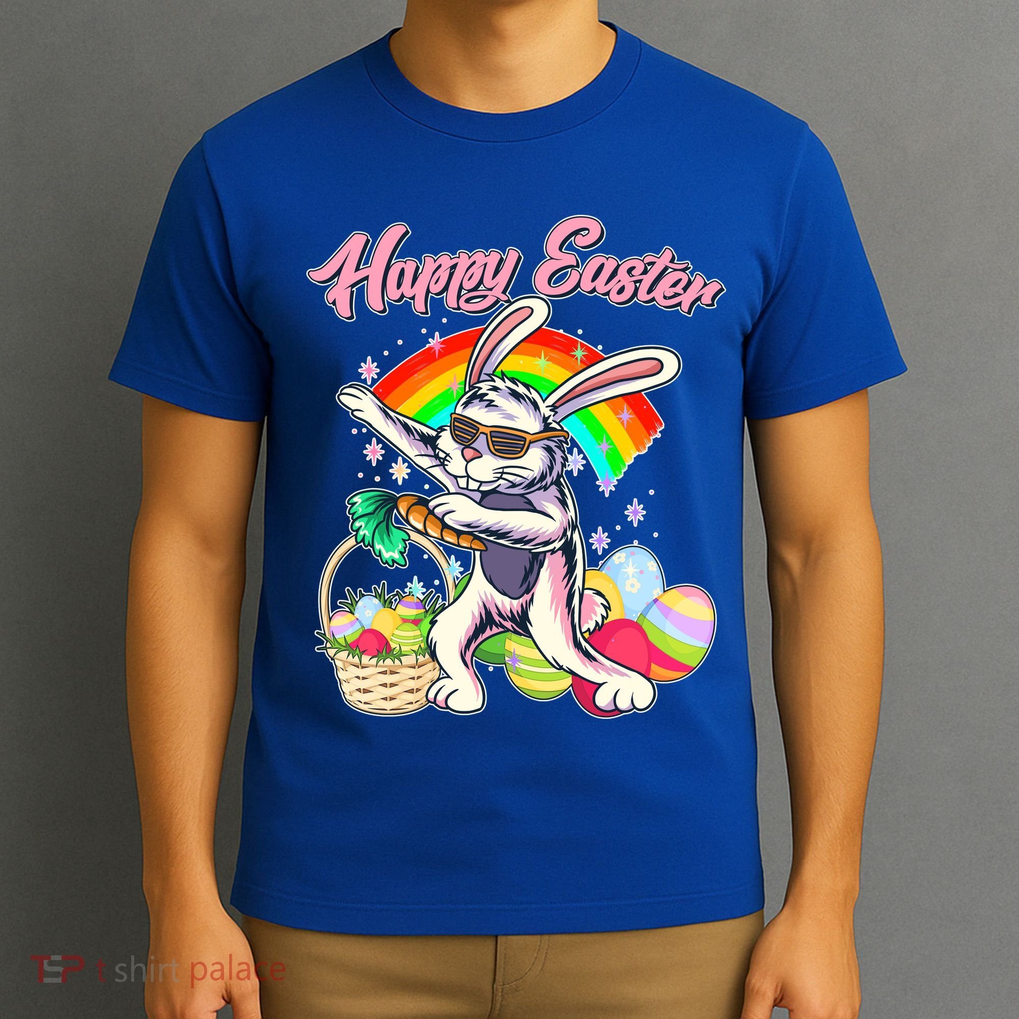 Funny Dabbing Rainbow Easter Bunny T-Shirt