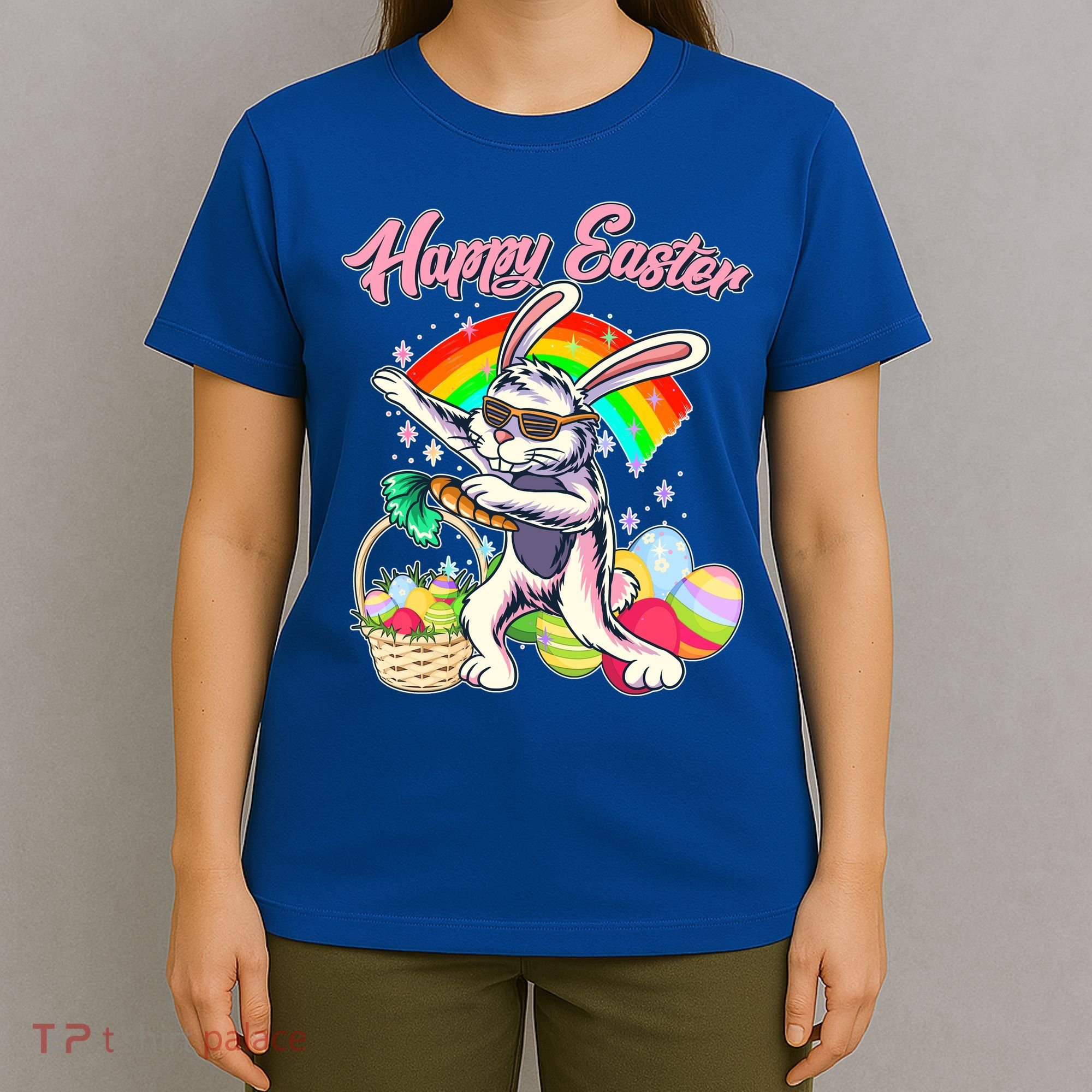Funny Dabbing Rainbow Easter Bunny T-Shirt