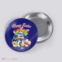 Funny Dabbing Rainbow Easter Bunny Button thumb 0