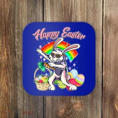 Funny Dabbing Rainbow Easter Bunny Coaster