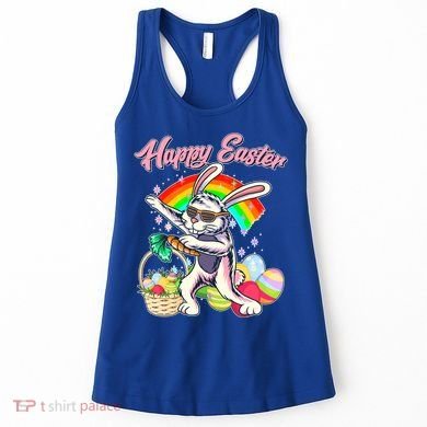 Funny Dabbing Rainbow Easter Bunny Women's Tank Top
