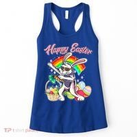 Funny Dabbing Rainbow Easter Bunny Women's Tank Top thumb 0