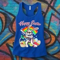 Funny Dabbing Rainbow Easter Bunny Women's Tank Top thumb 3