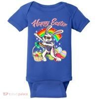 Funny Dabbing Rainbow Easter Bunny Baby Bodysuit thumb 0