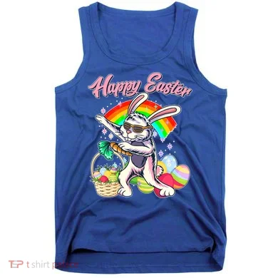 Funny Dabbing Rainbow Easter Bunny Tank Top