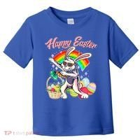 Funny Dabbing Rainbow Easter Bunny Toddler T-Shirt thumb 0