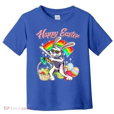 Funny Dabbing Rainbow Easter Bunny Toddler T-Shirt
